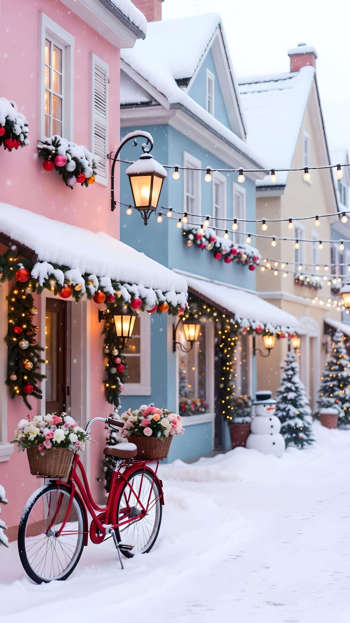 Bicycle Bells and Snowy Spells Wallpaper