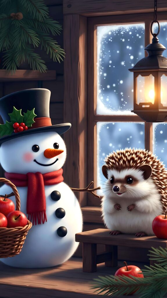 Cozy Companions in Winter Glow Wallpaper