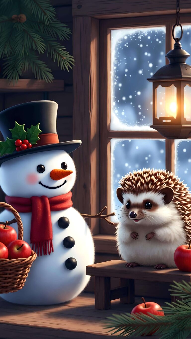 Cozy Companions in Winter Glow Wallpaper