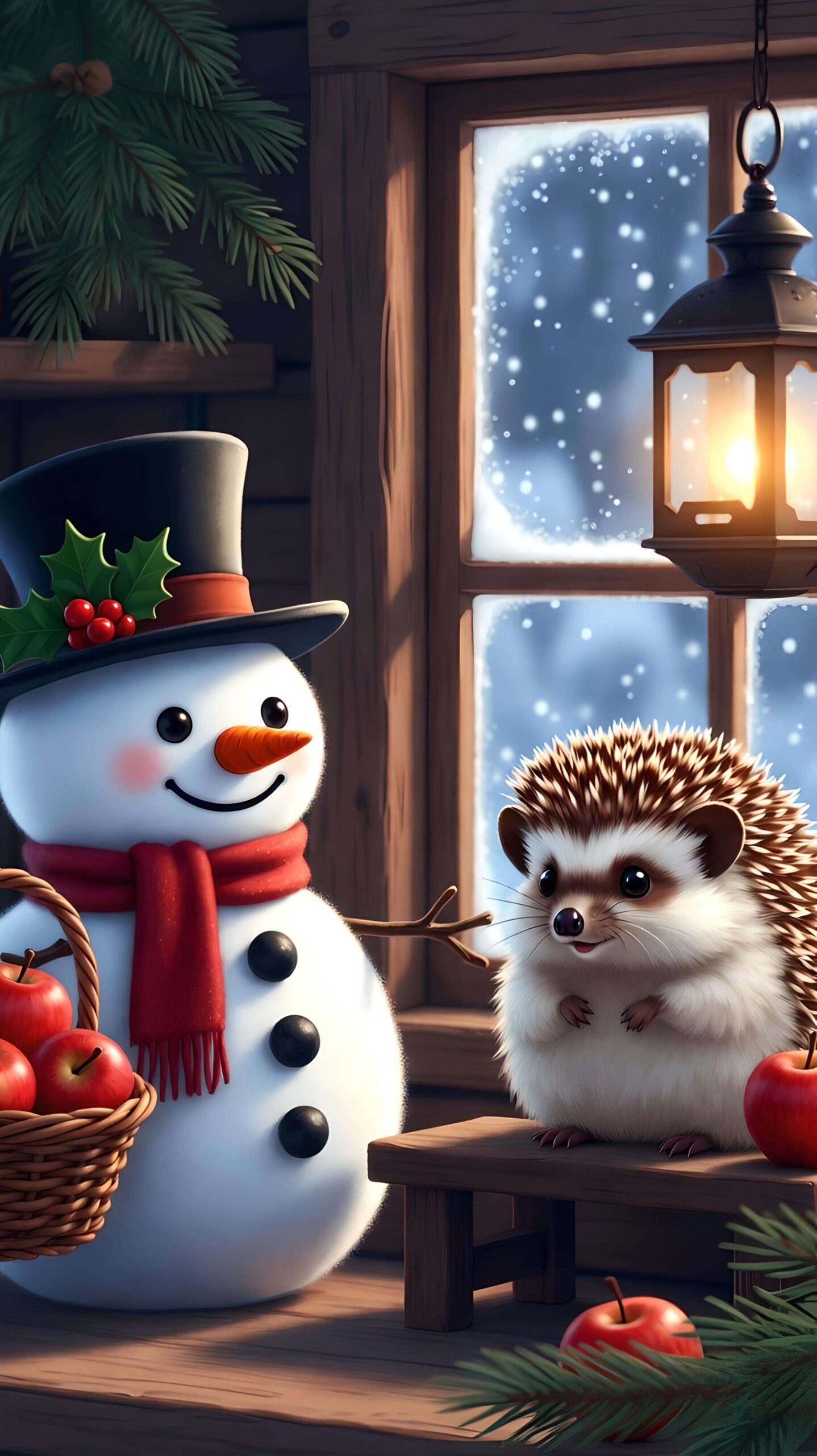 Cozy Companions in Winter Glow Wallpaper