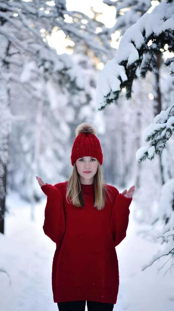 Crimson Warmth in a Snowy Forest 2 Wallpaper