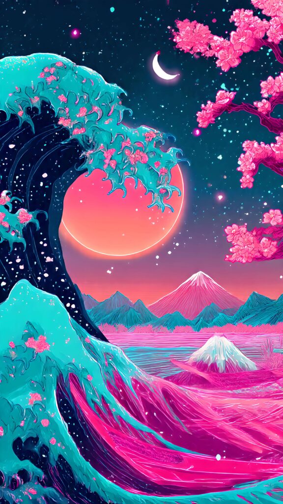 Electric Cherry Wave Wallpaper