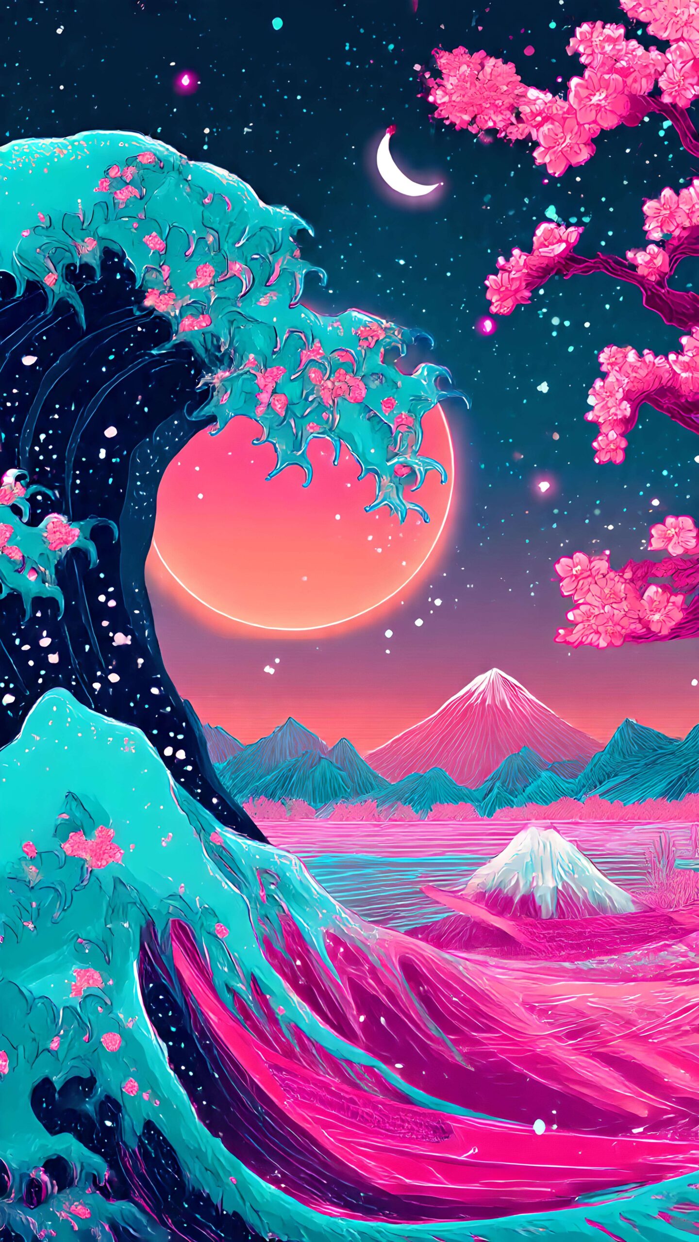 Electric Cherry Wave Wallpaper