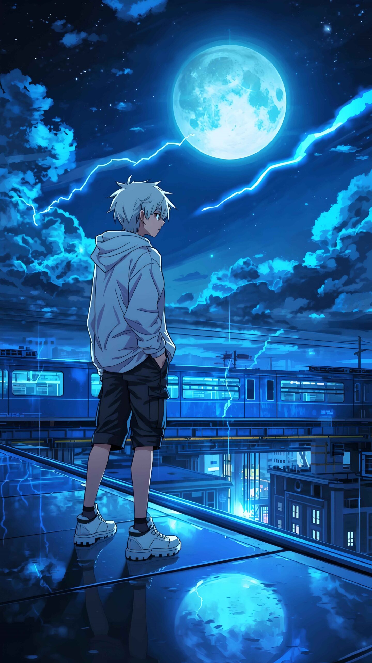 Electric Night Over the City Wallpaper