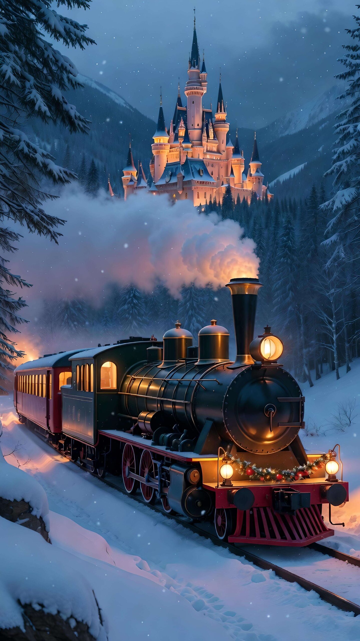 Enchanted Journey to the Winter Castle Wallpaper