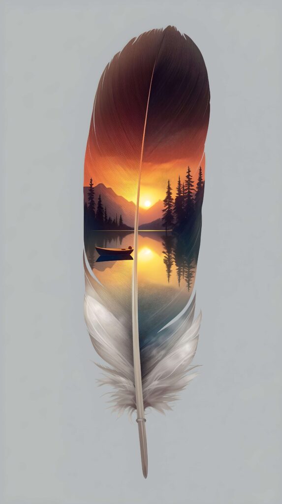 Feathered Sunset Serenity Wallpaper