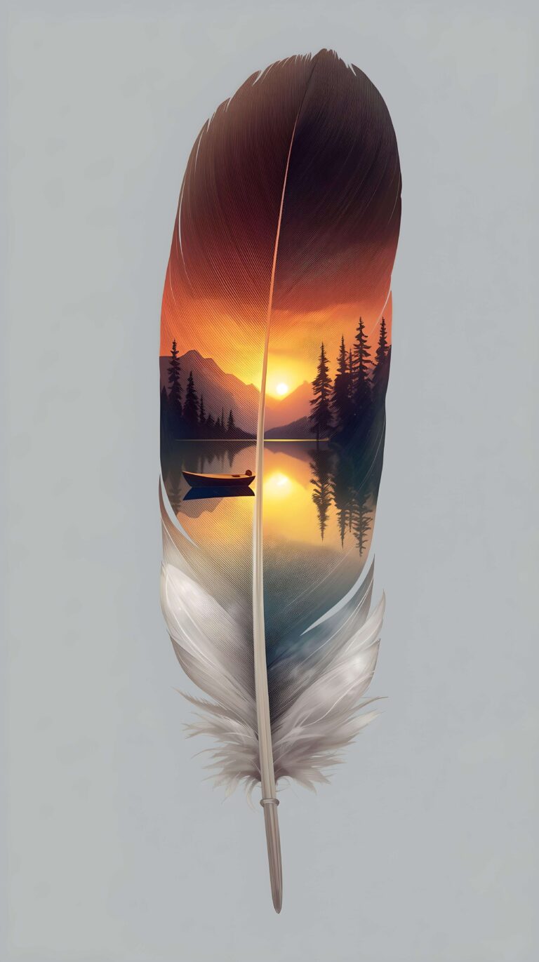Feathered Sunset Serenity Wallpaper