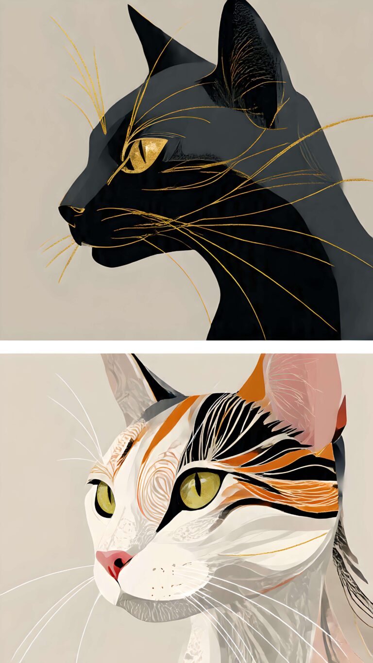 Feline Contrasts Wallpaper