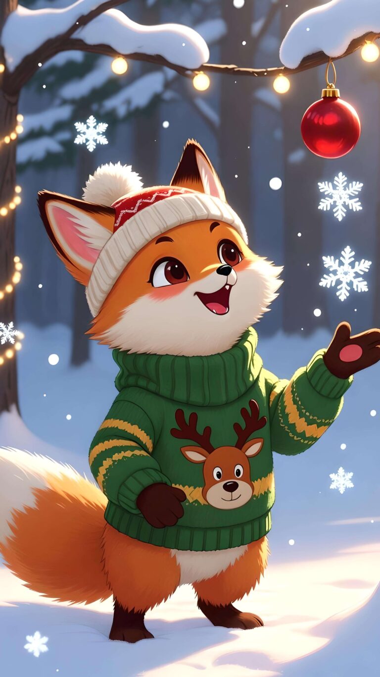 Fox’s First Snowflake of Christmas 2 Wallpaper