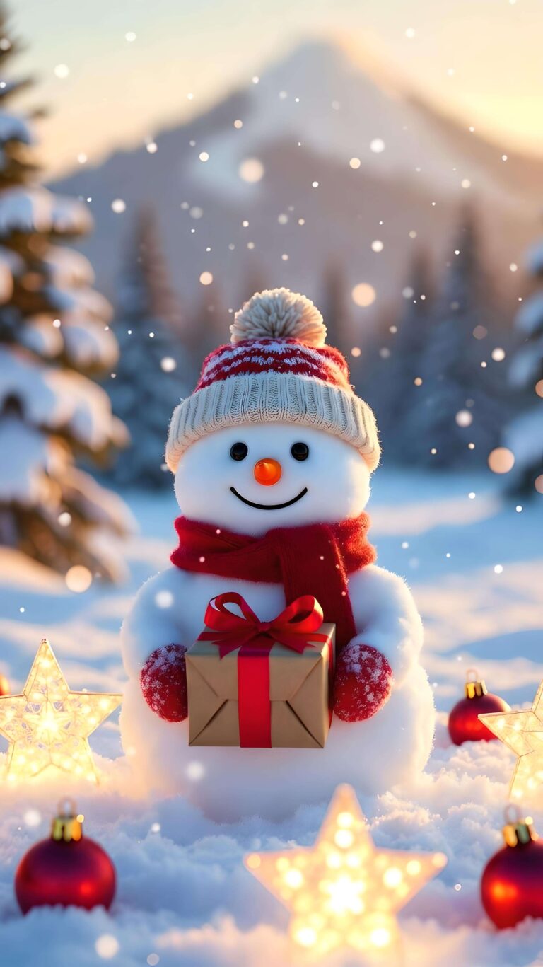 Gift of Joy in a Winter Glow Wallpaper