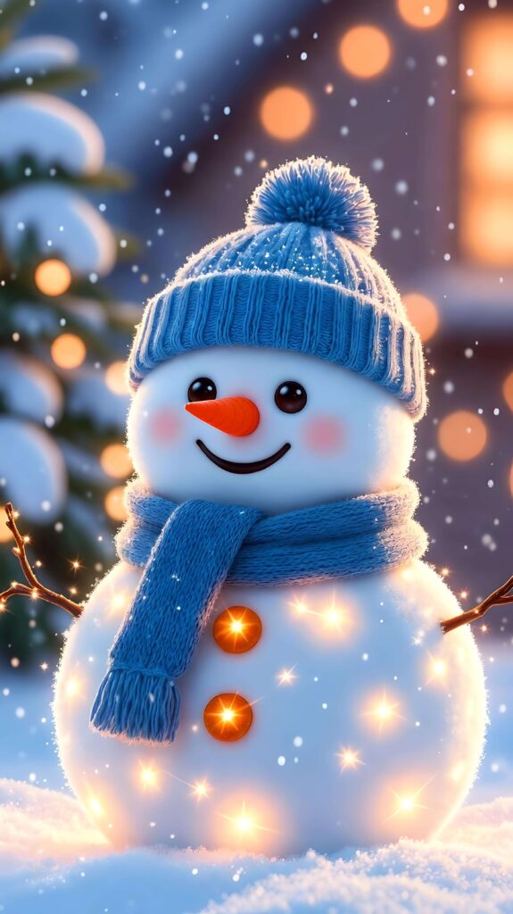 Glow of Joy in Snowman’s Smile 3 Wallpaper