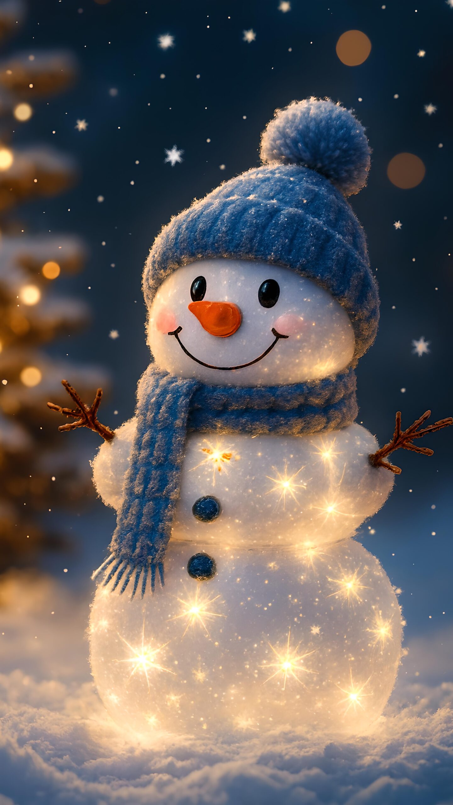 Glow of Joy in Snowman’s Smile Wallpaper