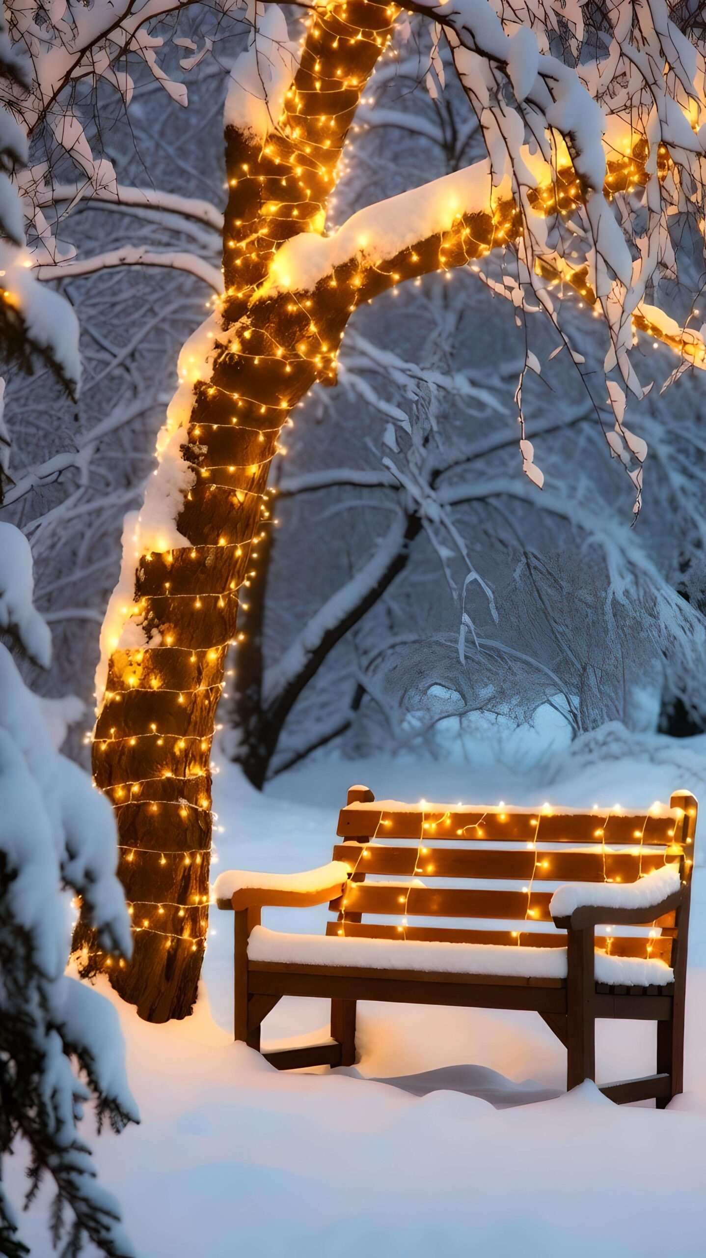 Golden Glow in Winter Silence Wallpaper