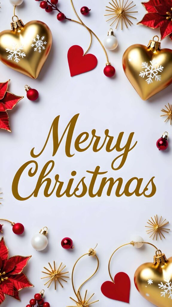 Golden Hearts of Christmas Cheer Wallpaper