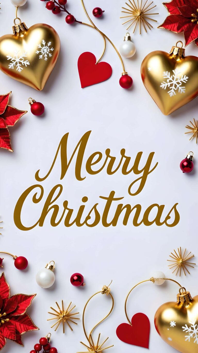 Golden Hearts of Christmas Cheer Wallpaper