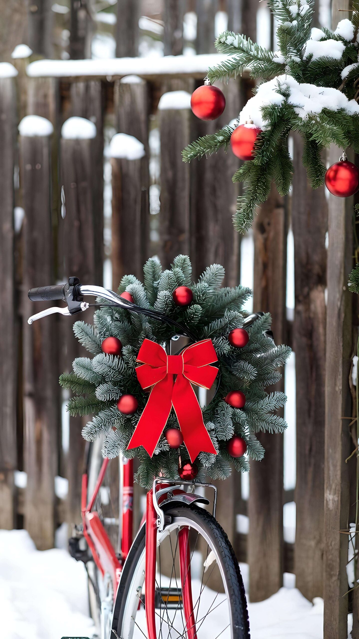 Holiday Ride with Wreath Charm Wallpaper