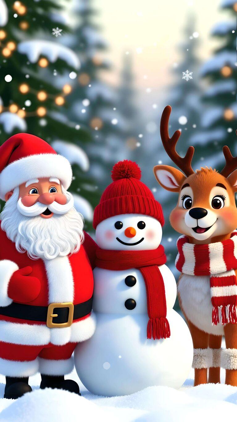 Holiday Trio in Winter Cheer Wallpaper