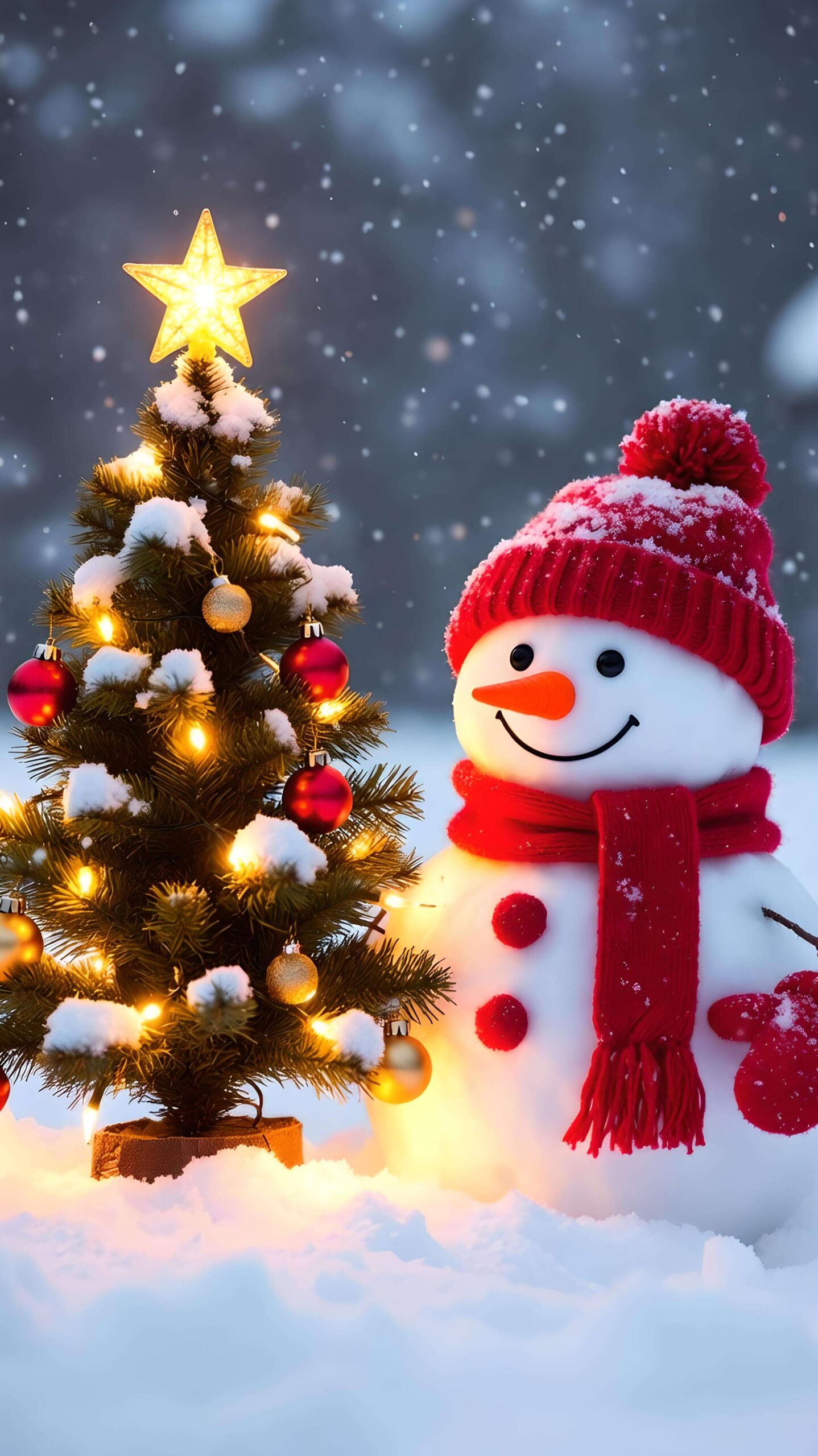 Joyful Snowman Wallpaper