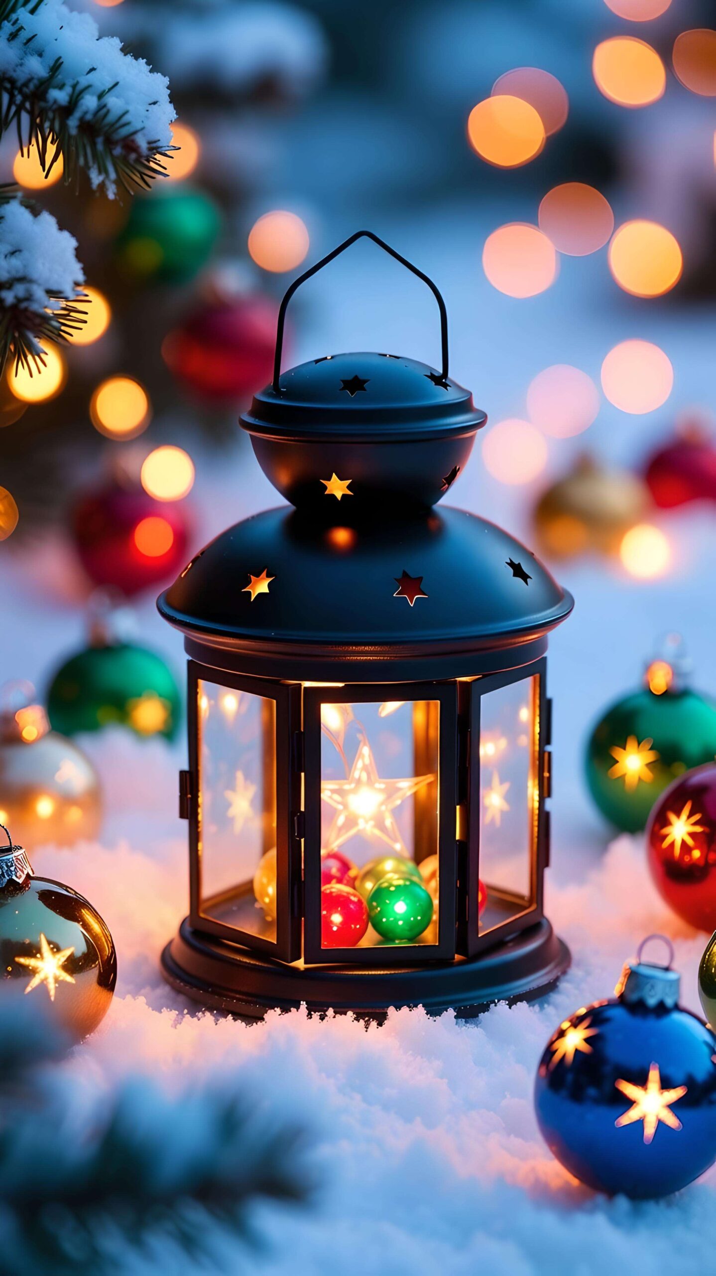 Lantern Glow in Holiday Snow 2 Wallpaper