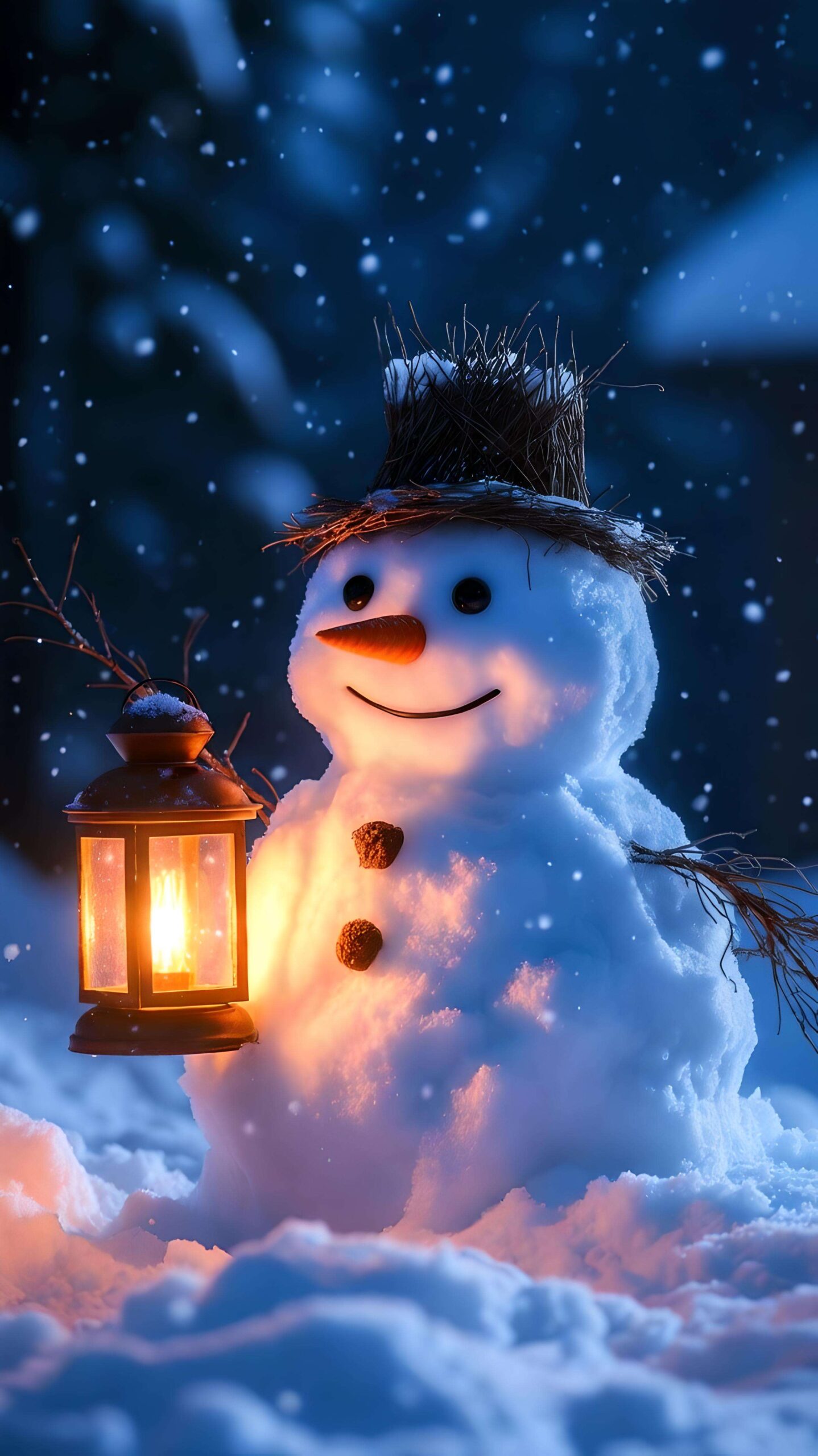 Lantern Light in Winter’s Glow Wallpaper