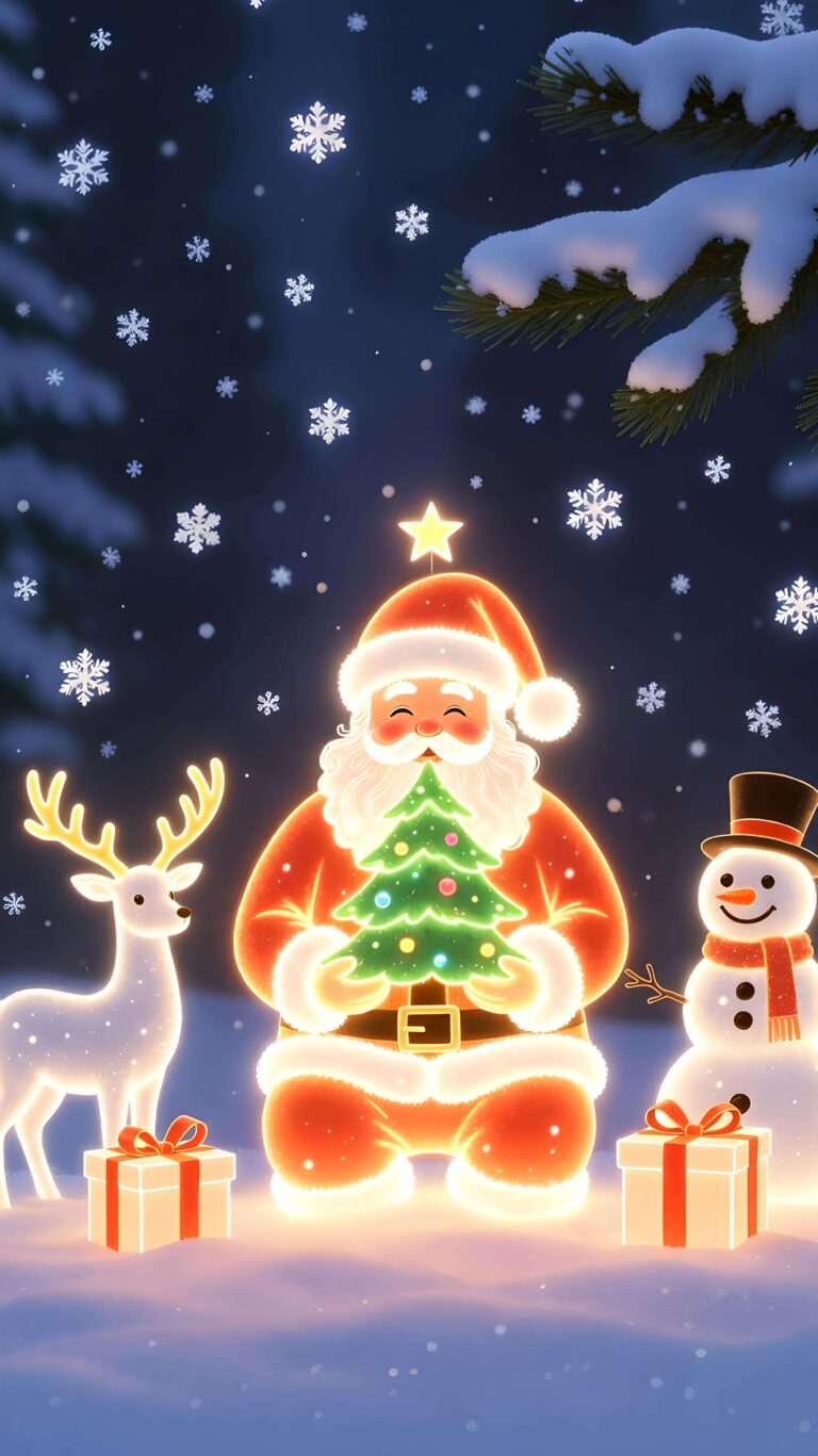 Luminous Santa in a Snowy Glow 2 Wallpaper