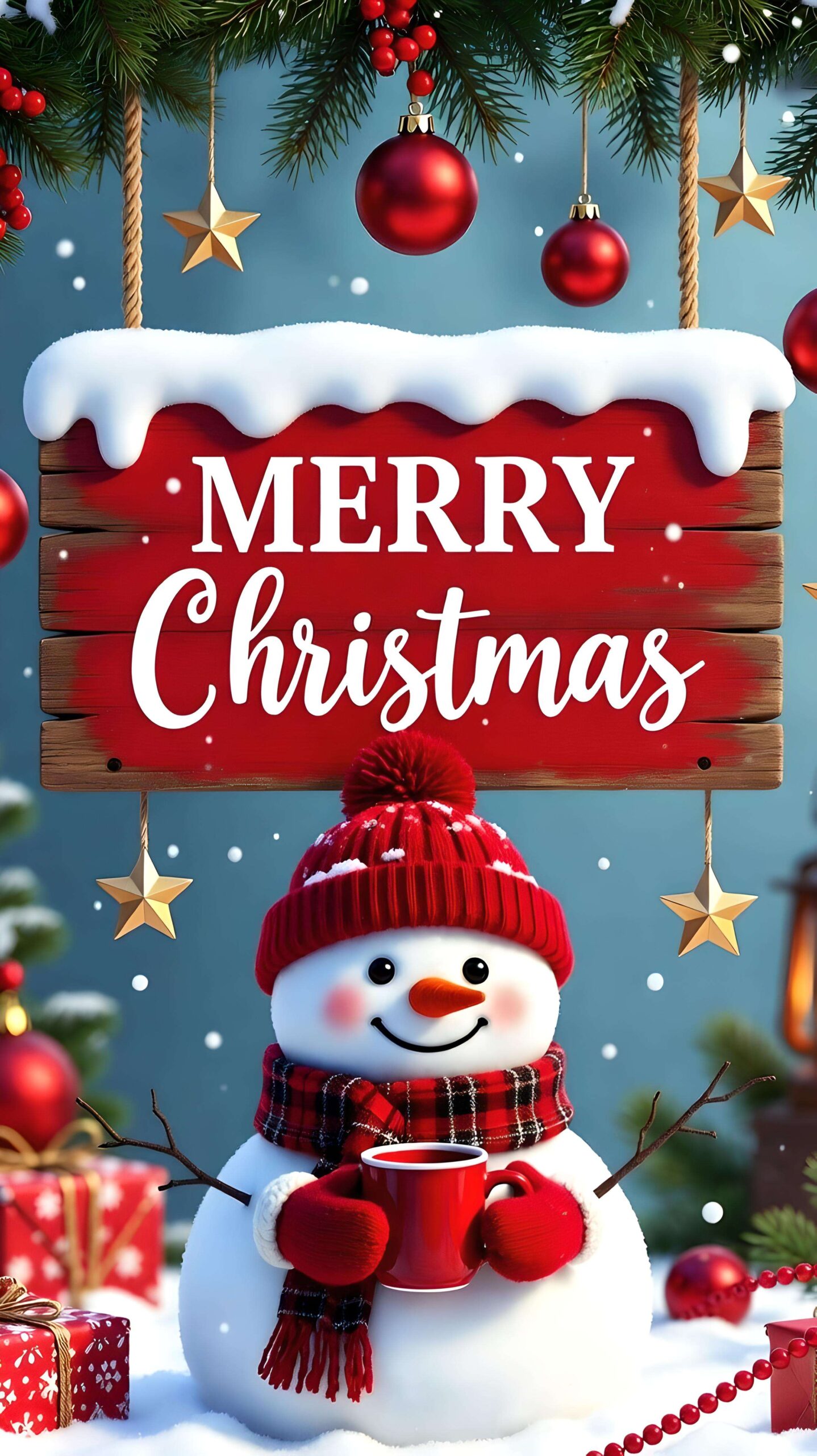 Merry Moments with a Cozy Snowman Wallpaper