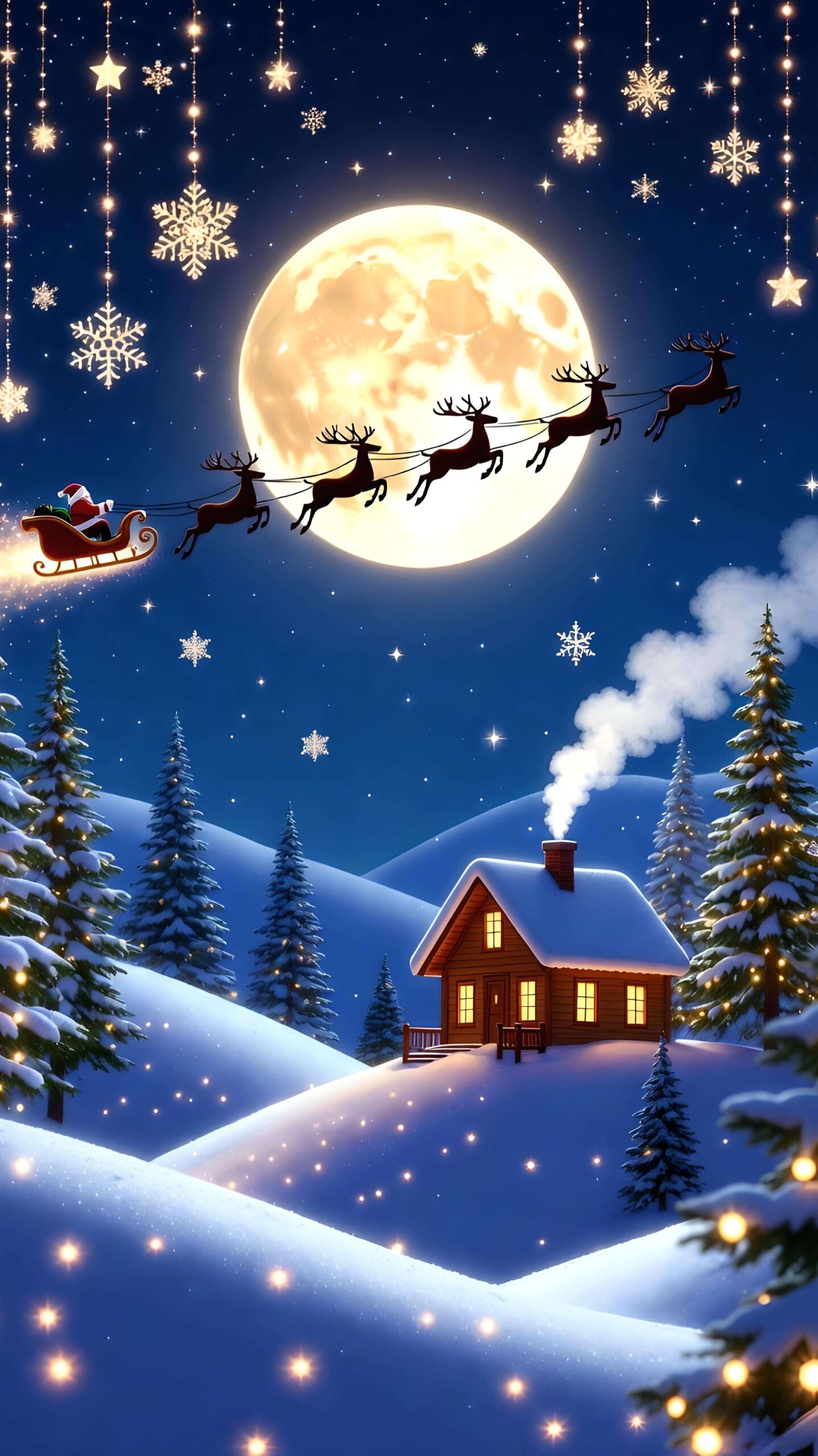 Moonlit Cabin Hills 2 Wallpaper