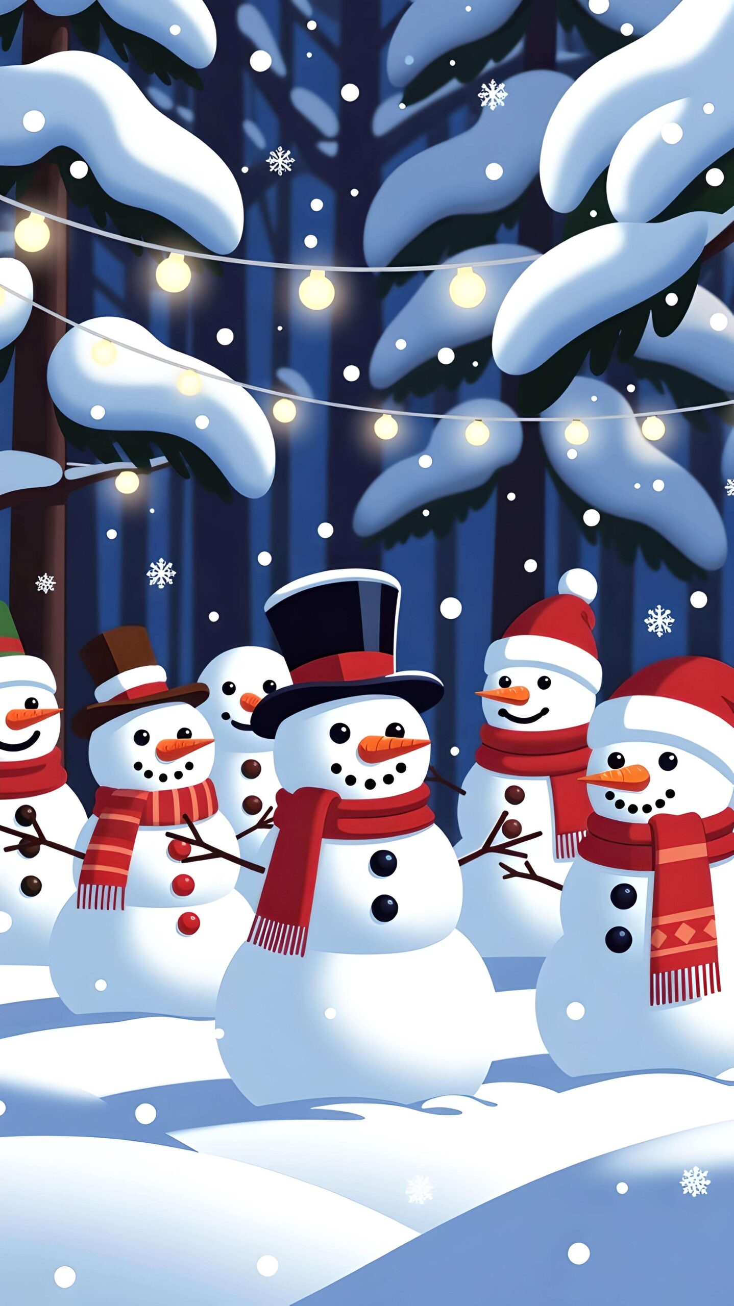 Parade of Holiday Snowmen Wallpaper