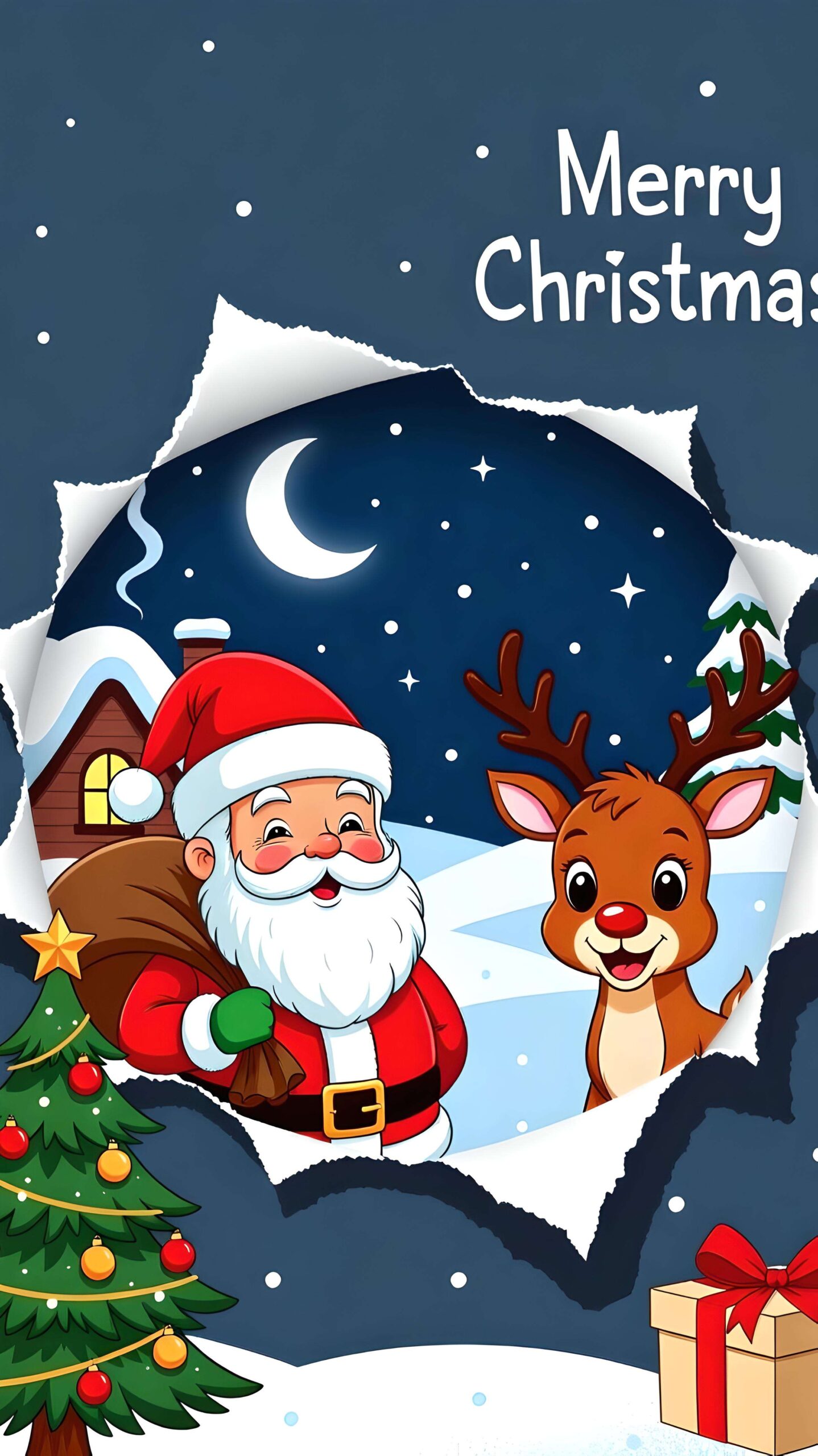 Peeking Through Christmas Magic 2 Wallpaper