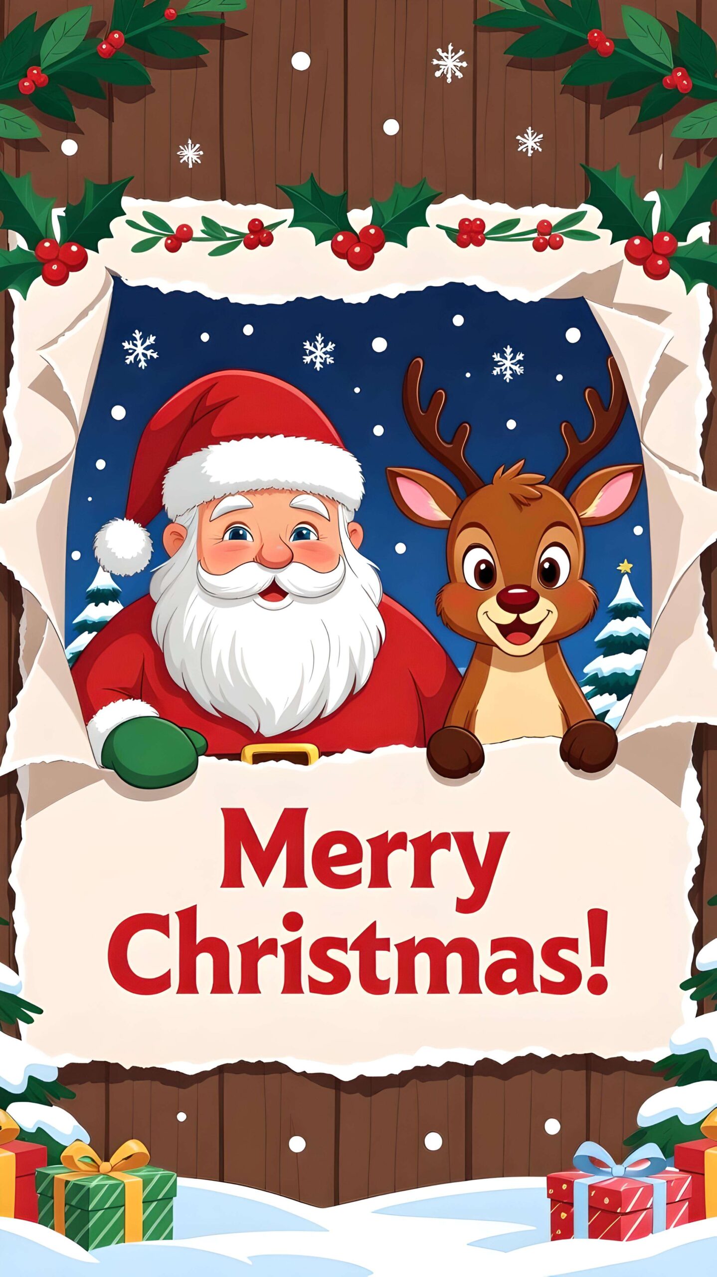 Peeking Through Christmas Magic Wallpaper