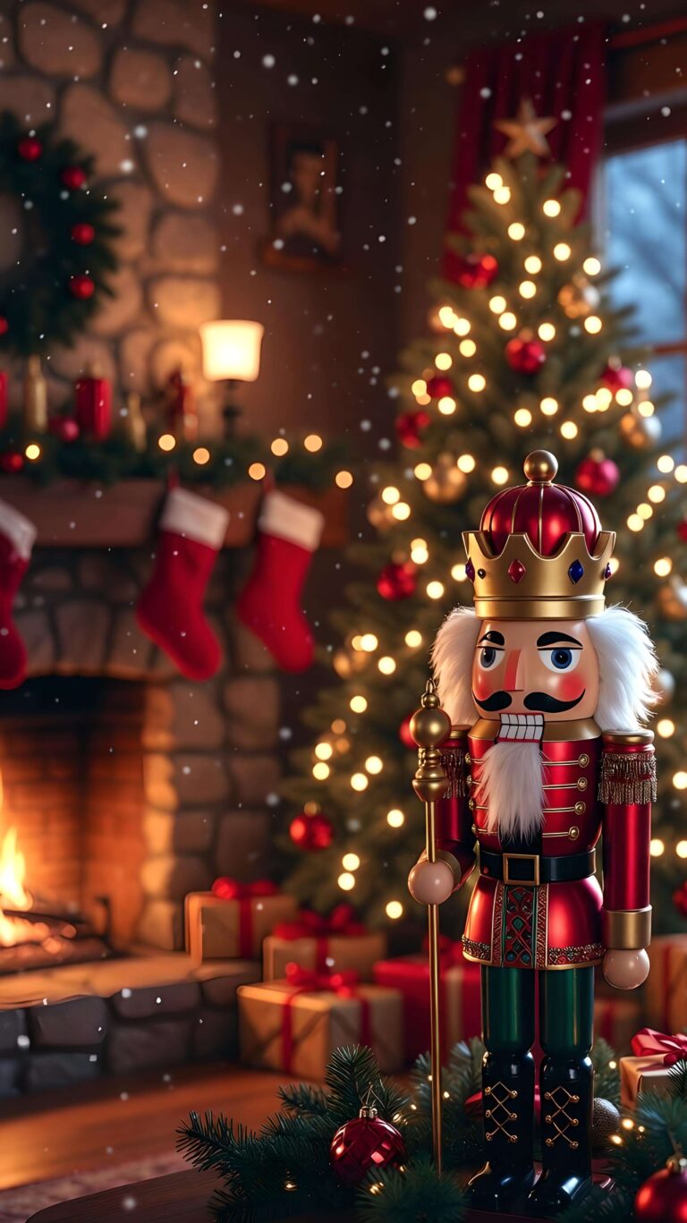 Regal Nutcracker by the Hearth Wallpaper