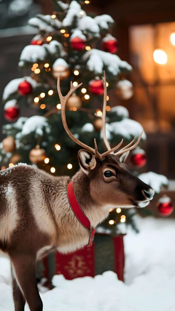 Rudolph’s Cheer Beside the Tree 2 Wallpaper