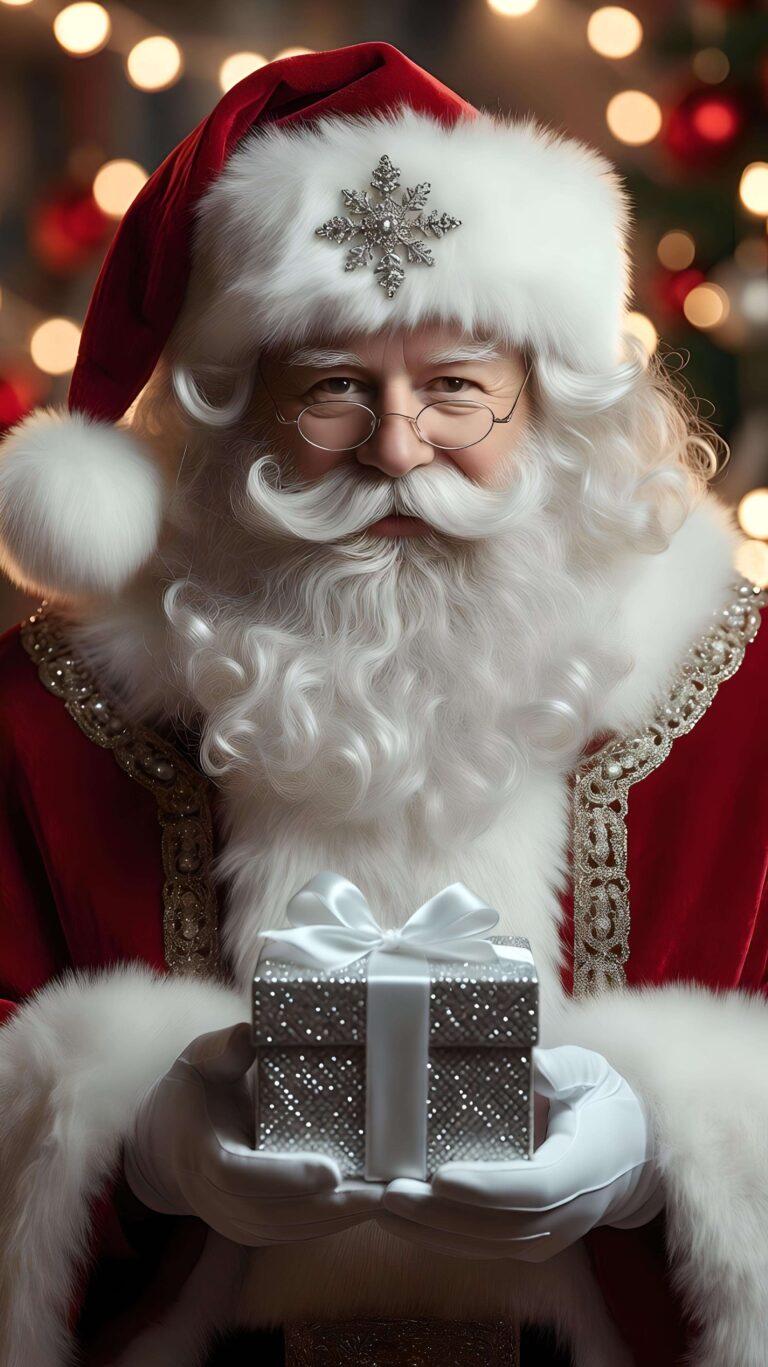 Santa’s Elegant Gift Offering Wallpaper