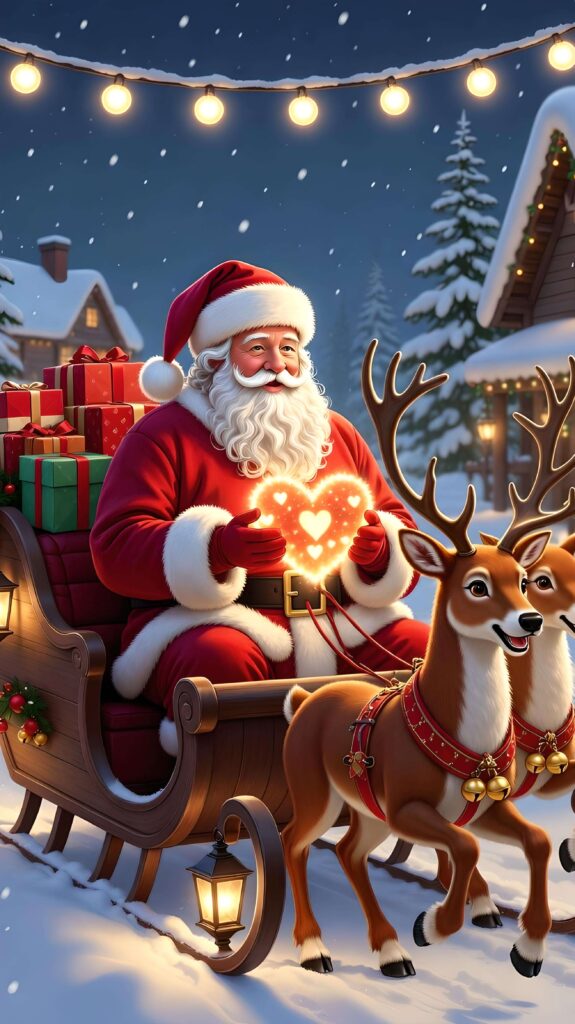 Santa’s Heartlight Ride Through the Village 2 Wallpaper