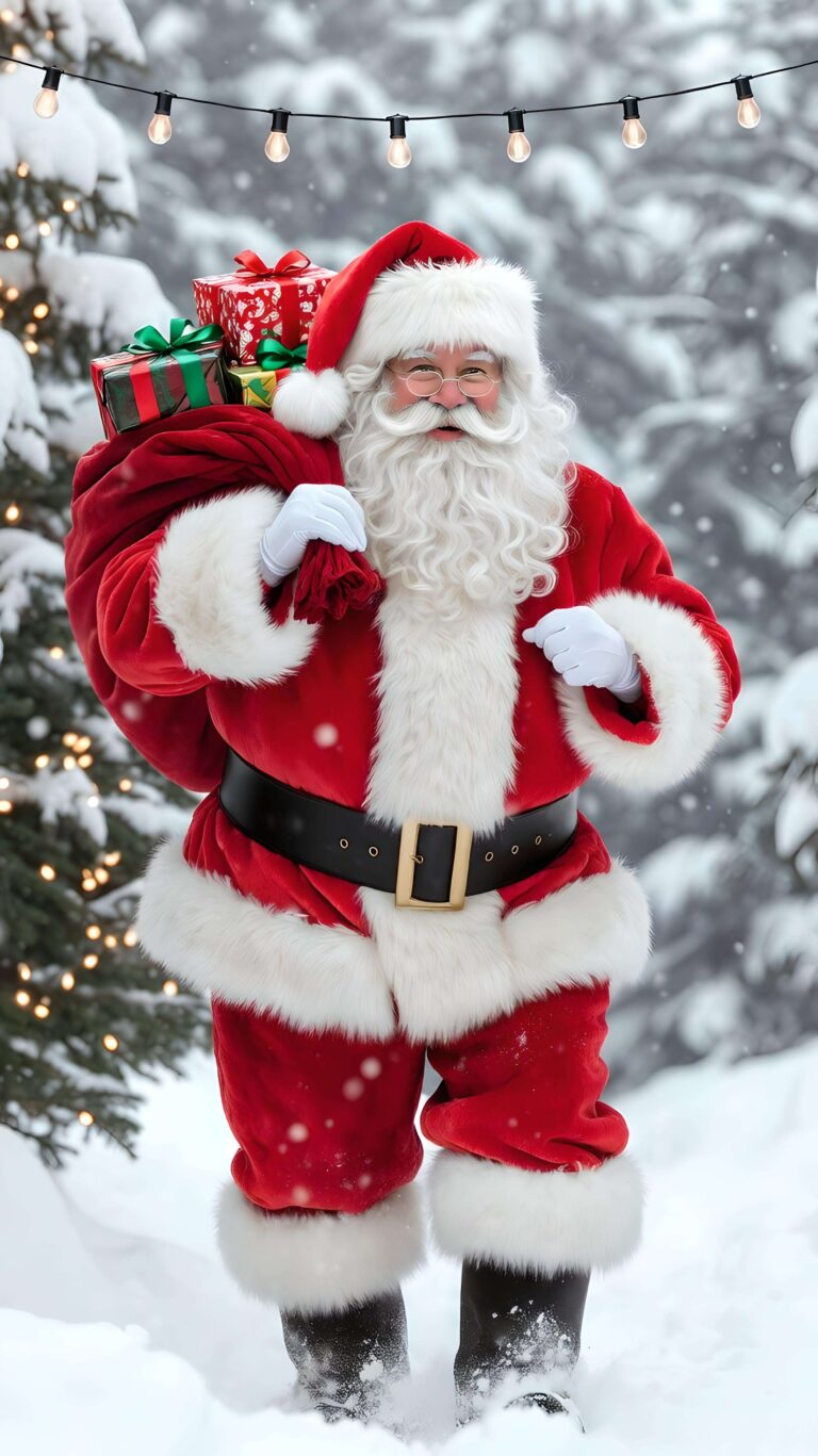 Santa’s Journey Through the Snow Wallpaper