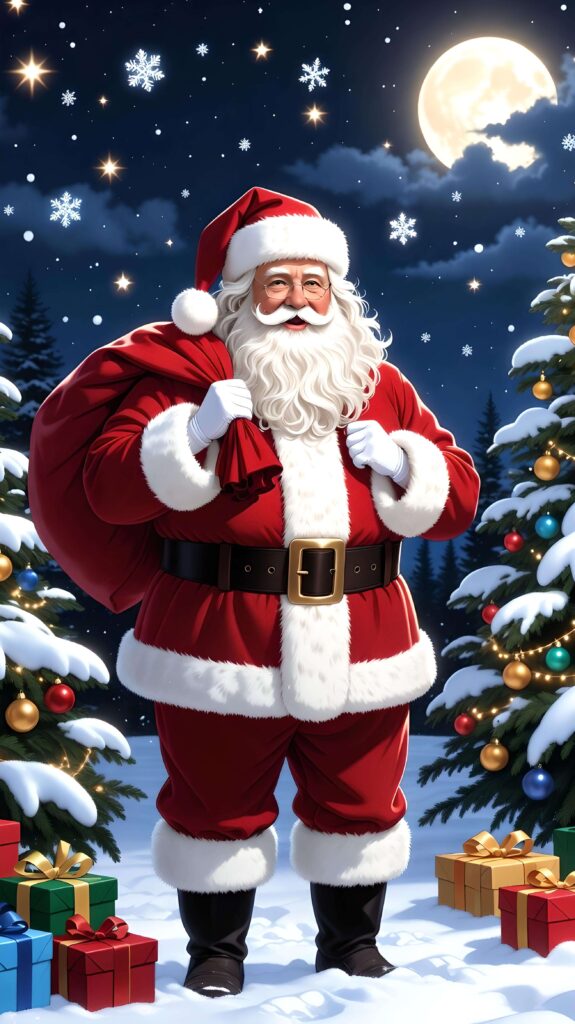 Santa’s Moonlit Gift Parade Wallpaper