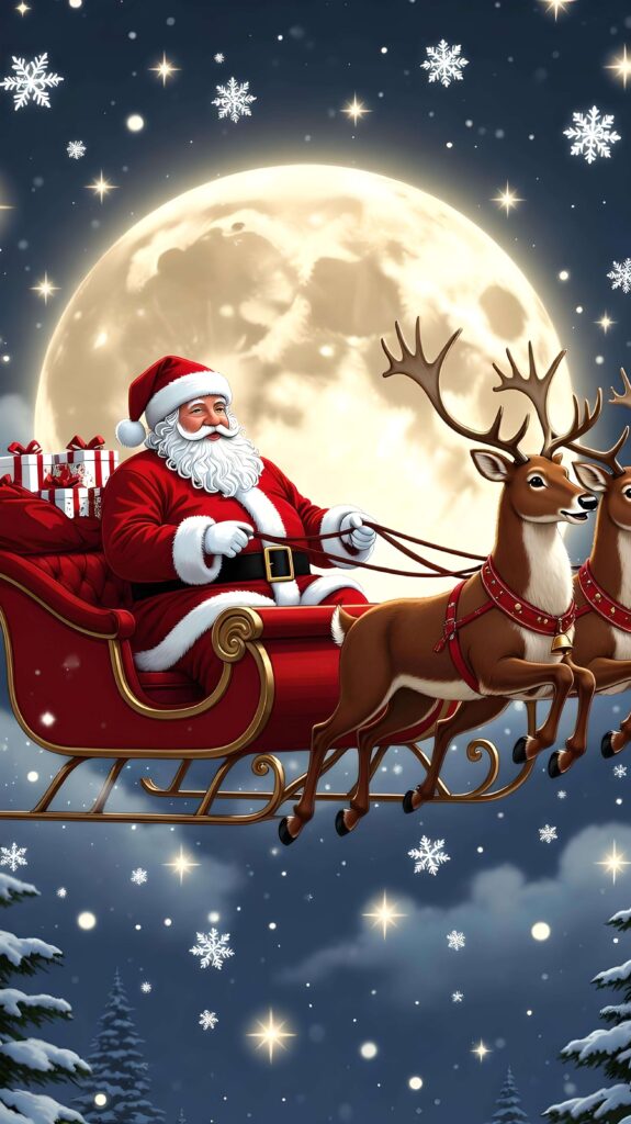 Santa’s Moonlit Wallpaper
