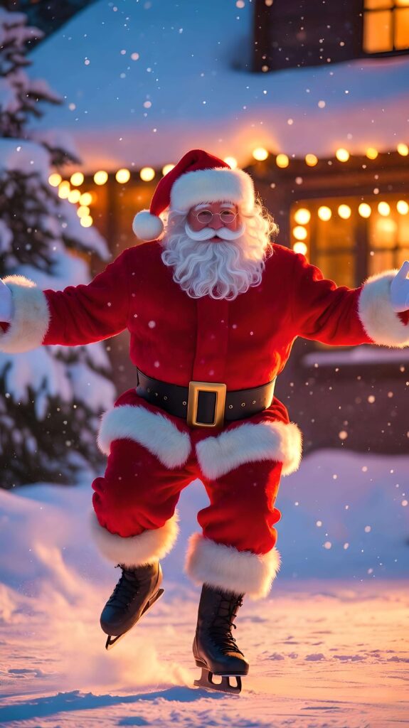 Santa’s Skating 2 Wallpaper