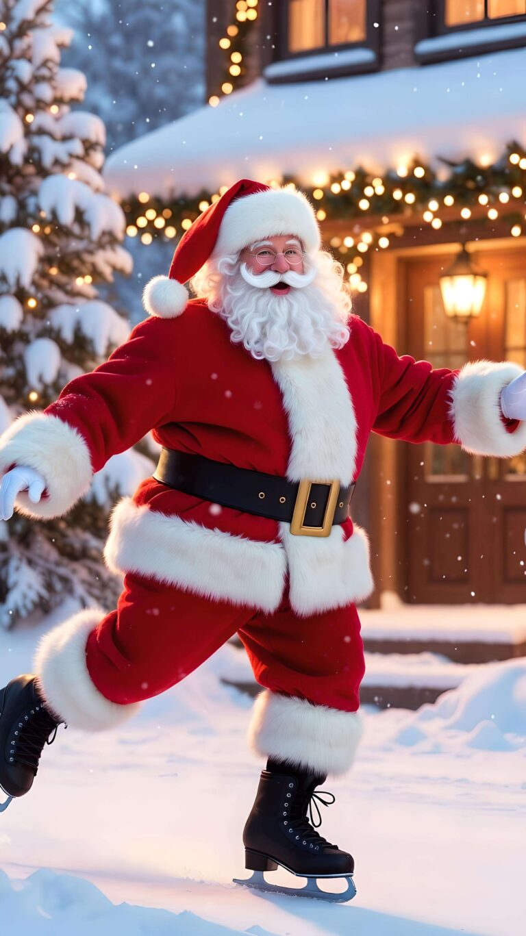 Santa’s Skating Wallpaper
