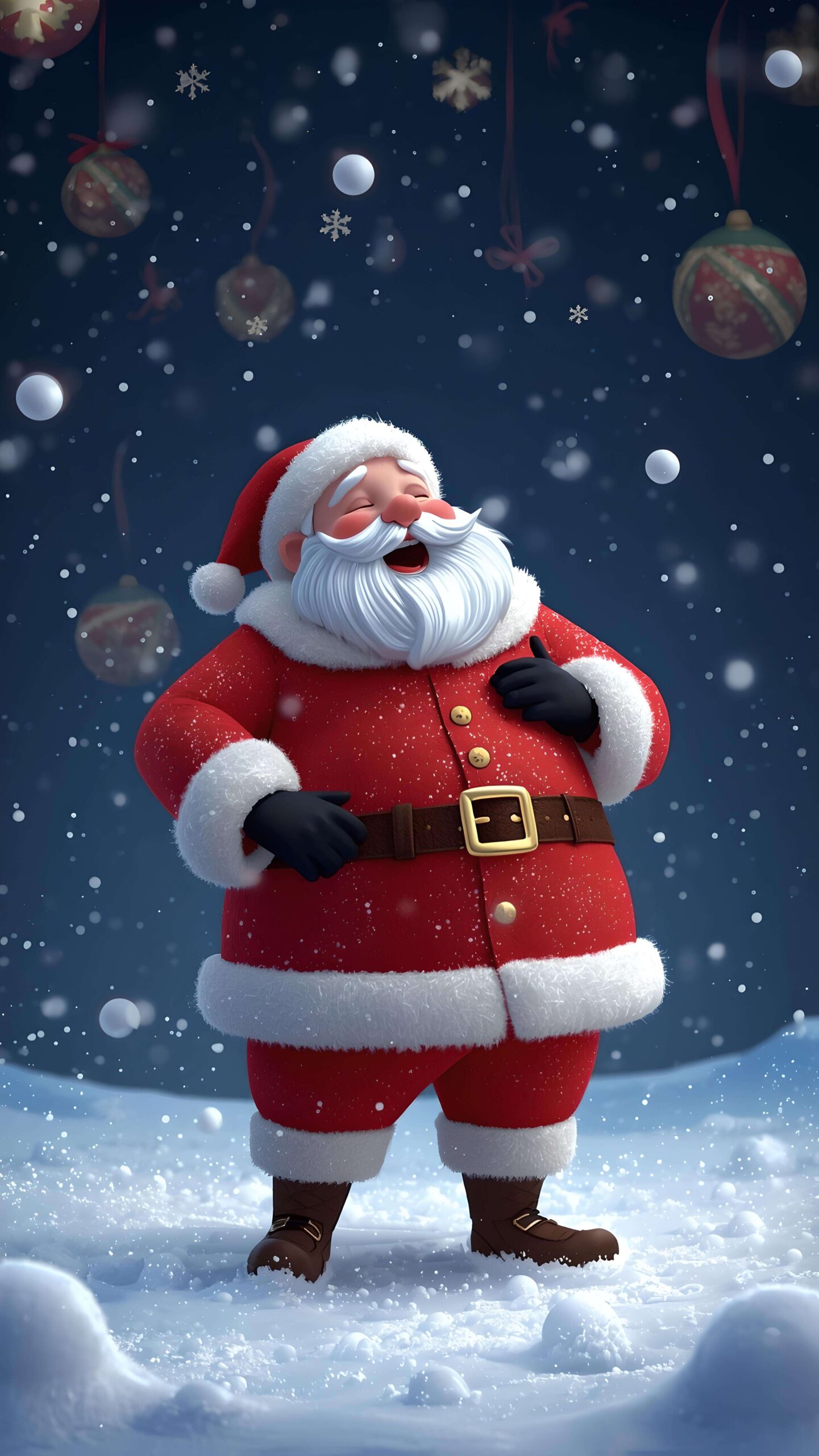 Santa’s Snowy Burst of Joy 2 Wallpaper