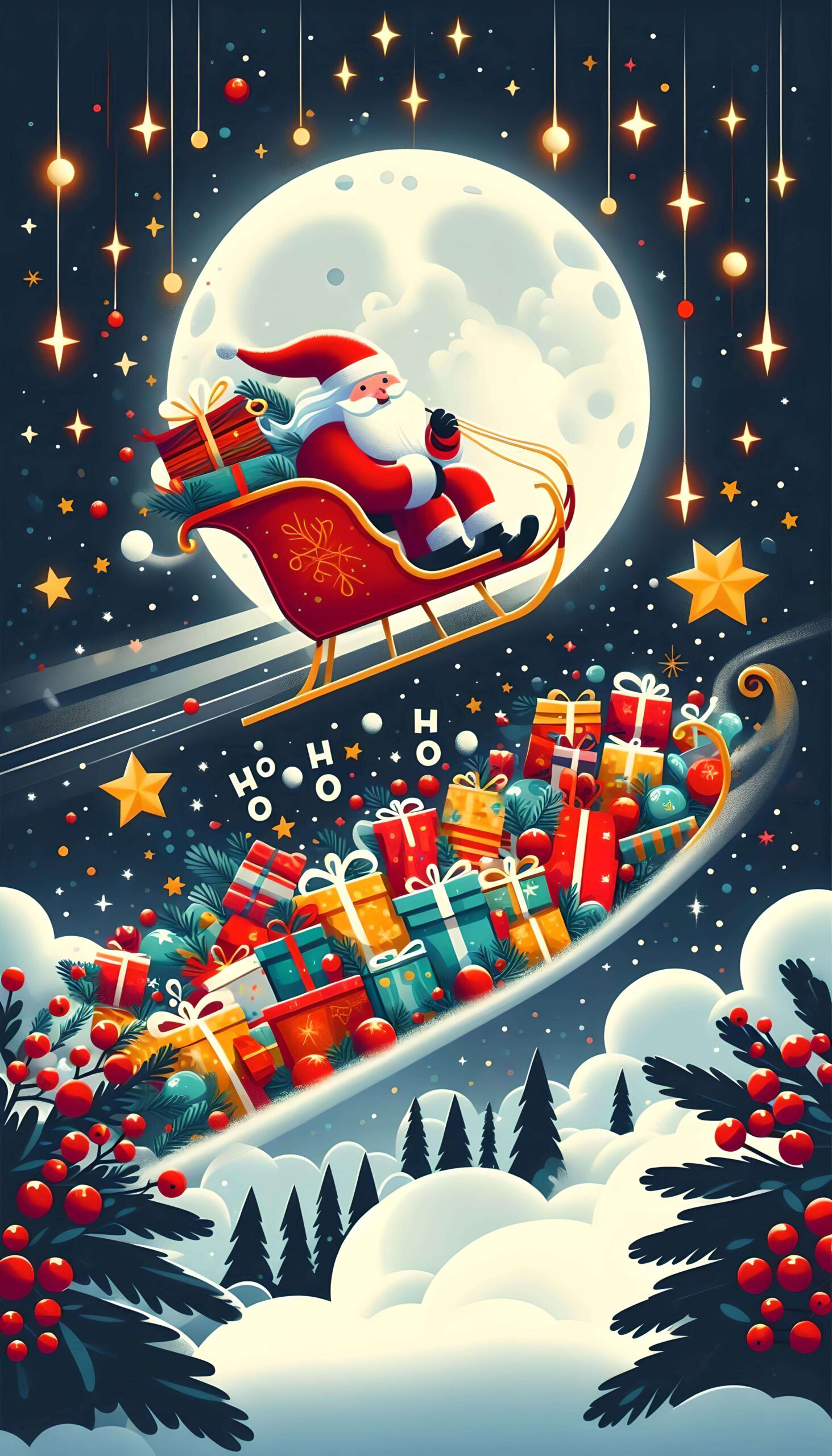 Santa’s Starry Cheer Wallpaper