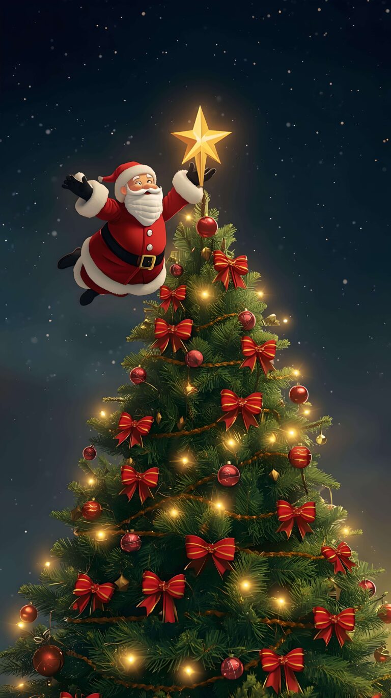 Santa’s Starry Touch of Christmas Joy 2 Wallpaper