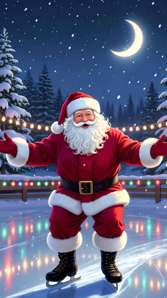 Skating Under the Winter Moonlight Wallpaper