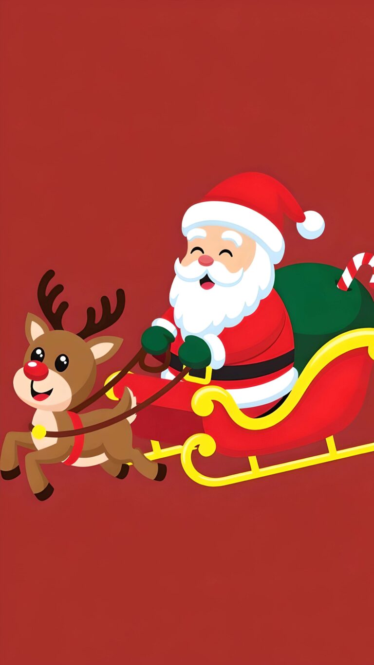 Sleigh Ride with Santa and Rudolph 2 Wallpaper