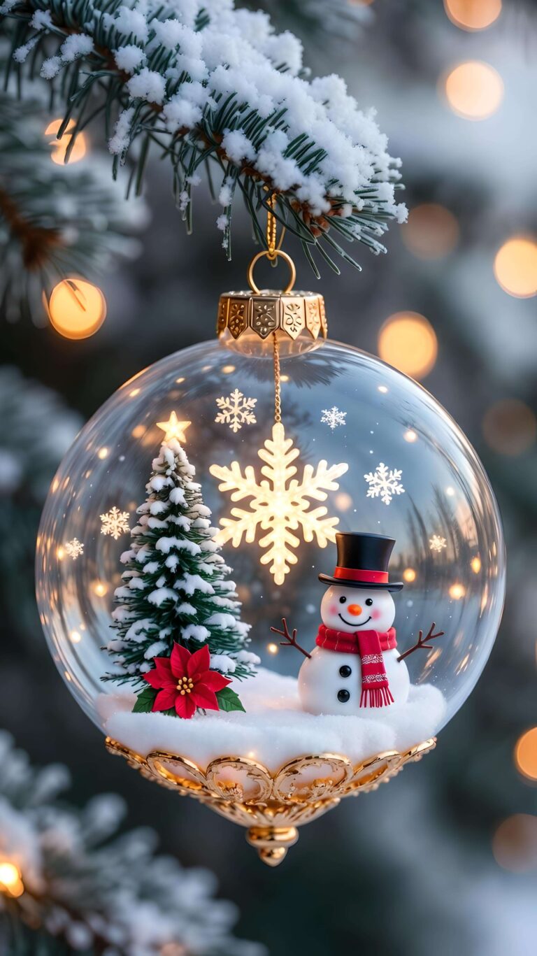 Snowflake Glow in Golden Ornament Wallpaper