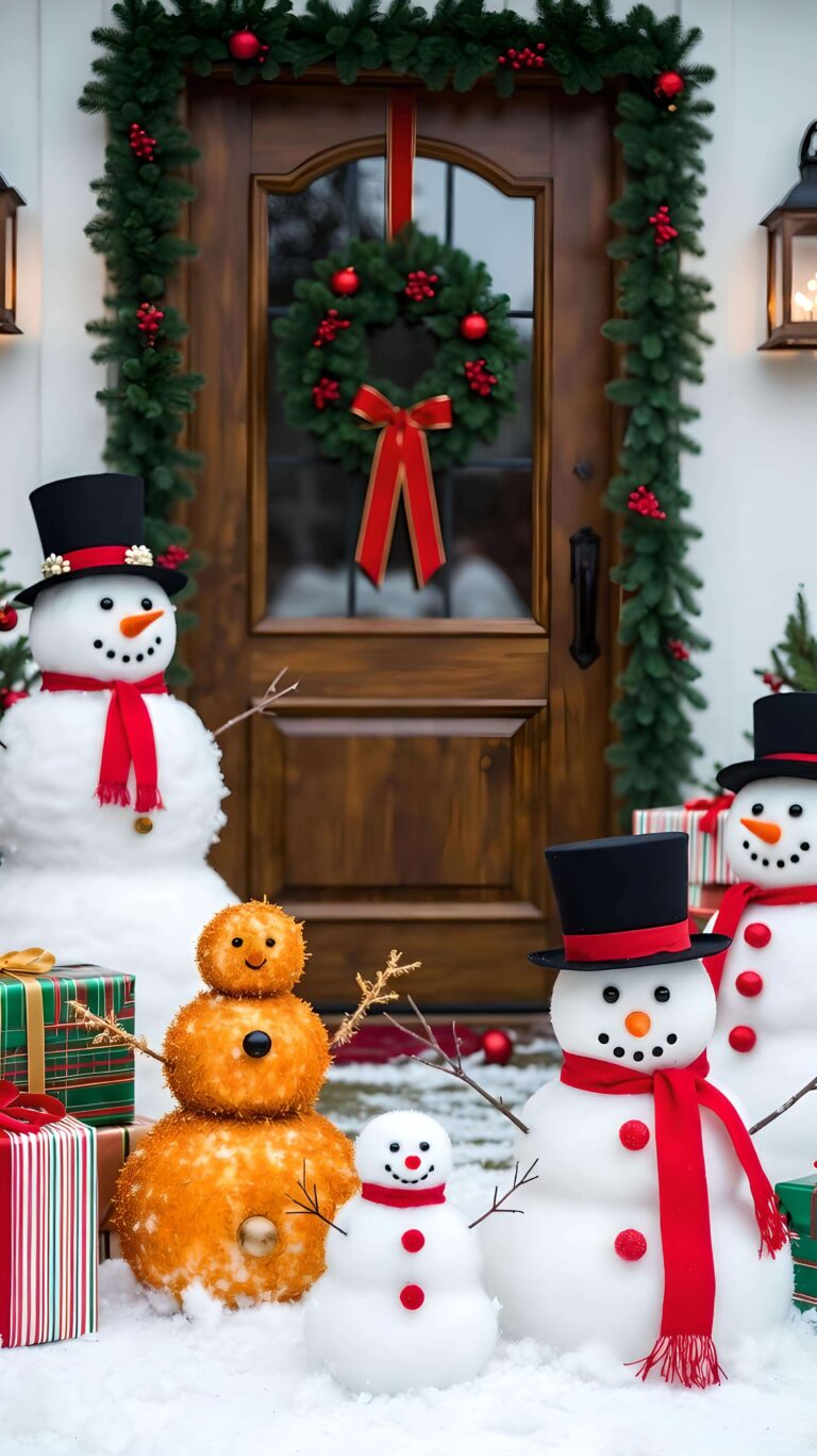 Snowman Gift at the Holiday Doorstep 2 Wallpaper