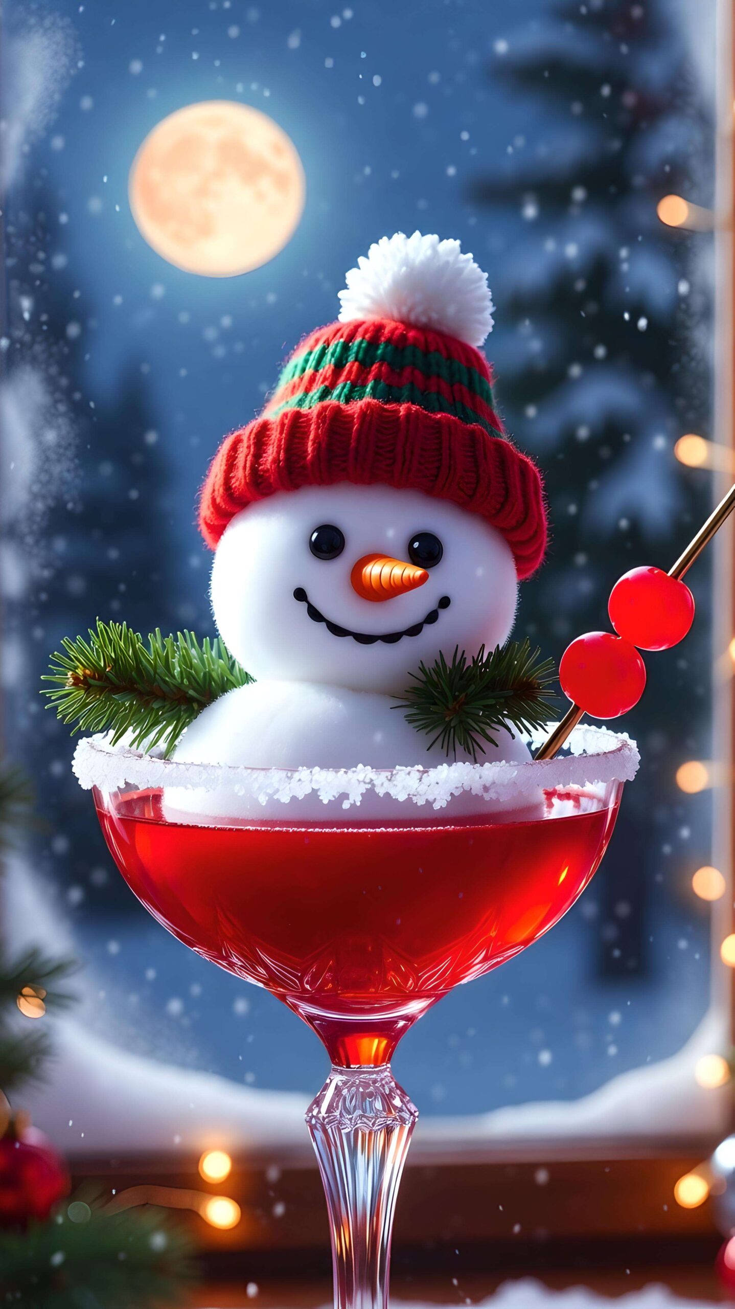 Snowman in a Festive Toast Wallpaper