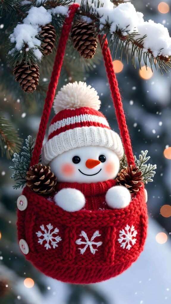 Snowman in a Winter Red Pouch 2 Wallpaper
