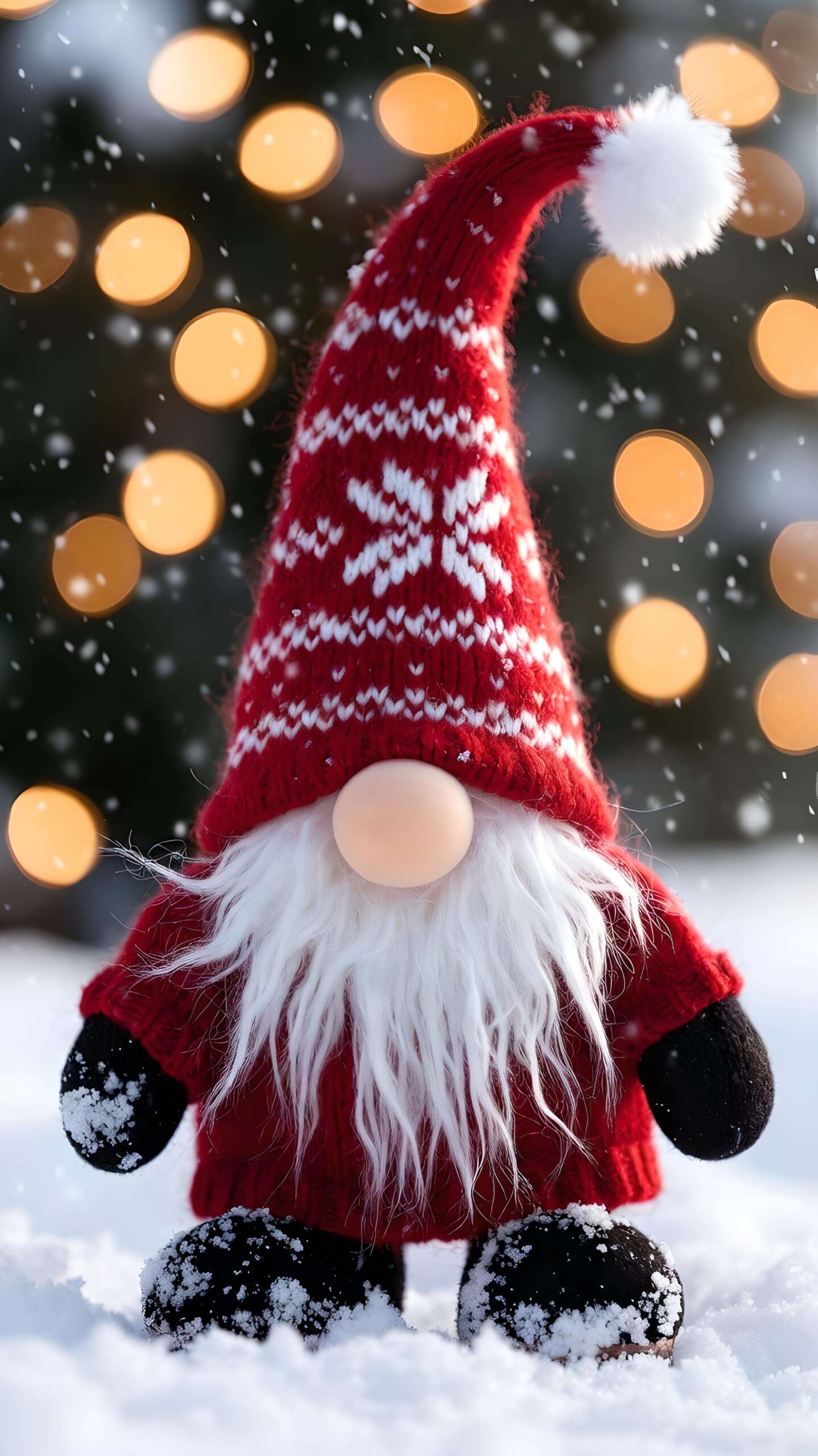 Snowy Cheer with the Red-Hat Gnome Wallpaper
