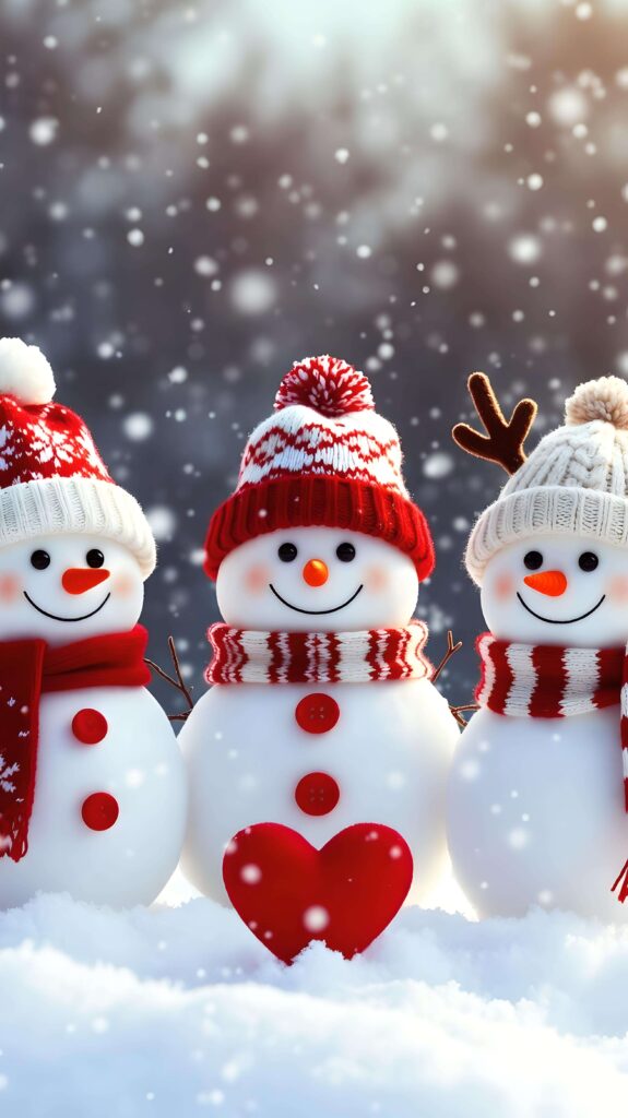 Snowy Trio of Holiday Joy 2 Wallpaper